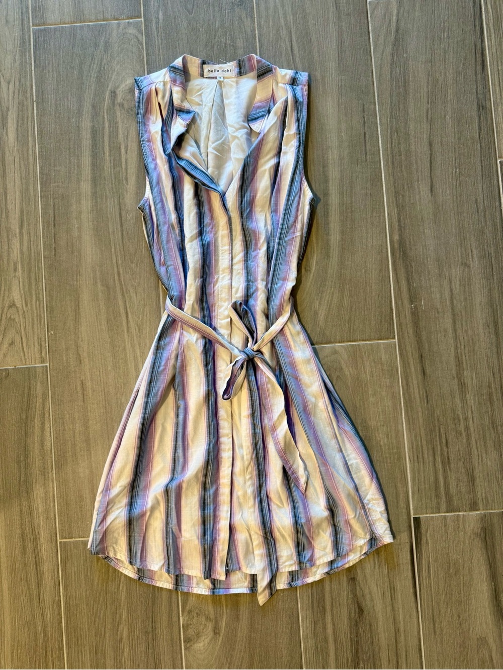 Bella Dahl Pastel Stripe Sleeveless Midi Shirt Dress Size XS